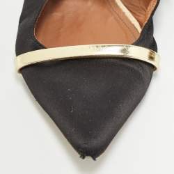 Malone Souliers Black/Gold Satin and Leather Maureen Flat Mules Size 38