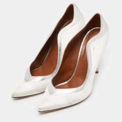 Malone Souliers White Satin Pointed Toe Pumps Size 39.5