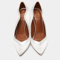 Malone Souliers White Satin Pointed Toe Pumps Size 39.5