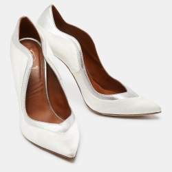 Malone Souliers White Satin Pointed Toe Pumps Size 39.5