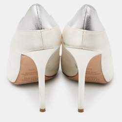 Malone Souliers White Satin Pointed Toe Pumps Size 39.5