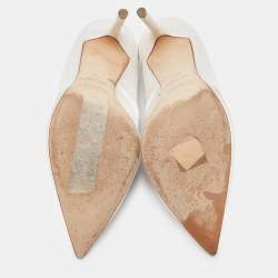 Malone Souliers White Satin Pointed Toe Pumps Size 39.5
