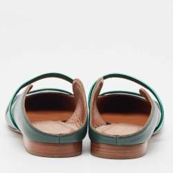 Pre Owned Malone Souliers Green Leather Maureen Flat Mules Size 38