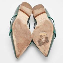 Pre Owned Malone Souliers Green Leather Maureen Flat Mules Size 38