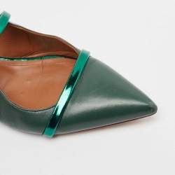 Pre Owned Malone Souliers Green Leather Maureen Flat Mules Size 38