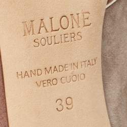 Pre Owned Malone Souliers Grey/Brown Suede Donna Slide Sandals Size 39