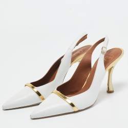 Pre Owned Malone Souliers White Leather Slingback Pumps Size 40