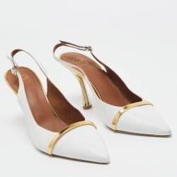 Pre Owned Malone Souliers White Leather Slingback Pumps Size 40