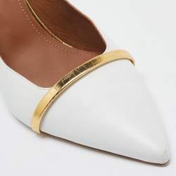 Pre Owned Malone Souliers White Leather Slingback Pumps Size 40