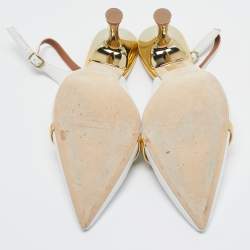 Pre Owned Malone Souliers White Leather Slingback Pumps Size 40