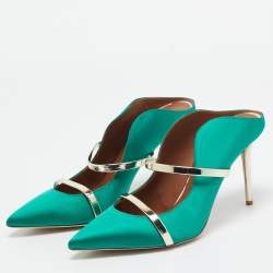 Pre Owned Malone Souliers Green Satin Maureen Mules Size 40