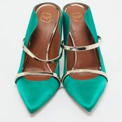 Pre Owned Malone Souliers Green Satin Maureen Mules Size 40