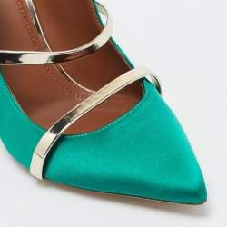 Pre Owned Malone Souliers Green Satin Maureen Mules Size 40