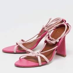 Malone Souliers Pink Leather Ankle Wrap Sandals Size 40