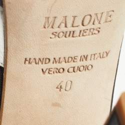 Pre Owned Malone Souliers White/Black Leather Yuri Platform Sandals Size 40