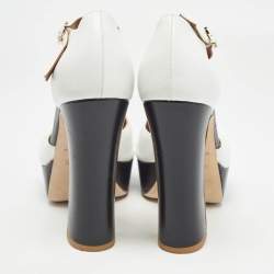 Pre Owned Malone Souliers White/Black Leather Yuri Platform Sandals Size 40