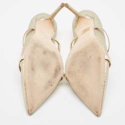 Pre Owned Malone Souliers Gold Glitter Maureen Mules Size 39