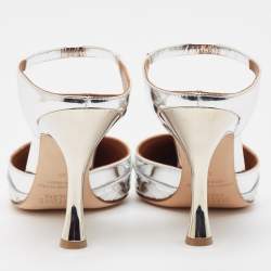 مملوكة مسبقًا Malone Souliers Silver Laser Cut Leather Jil Mules Size 39