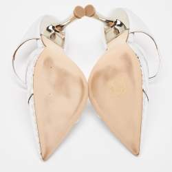 مملوكة مسبقًا Malone Souliers Silver Laser Cut Leather Jil Mules Size 39