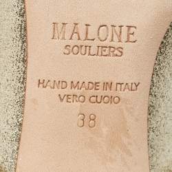 Pre Owned Malone Souliers Gold Glitter Maureen Mules Size 38