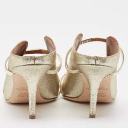 Pre Owned Malone Souliers Gold Glitter Maureen Mules Size 38