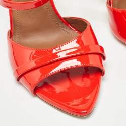 Pre Owned Malone Souliers Red Patent Leather Ankle Strap Sandals Size 39