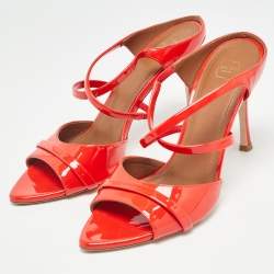Pre Owned Malone Souliers Red Patent Leather Ankle Strap Sandals Size 39