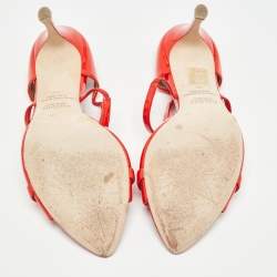 Pre Owned Malone Souliers Red Patent Leather Ankle Strap Sandals Size 39