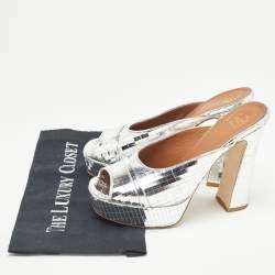 Malone Souliers Silver Textured Leather Yasmin Sandals Size 40