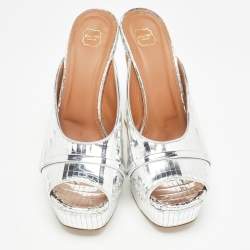 Malone Souliers Silver Textured Leather Yasmin Sandals Size 40