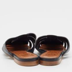 Pre Owned Malone Souliers x Deveaux New York Black Leather Strappy Flat Mules Size 38.5