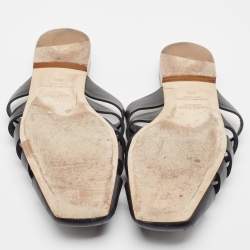 Pre Owned Malone Souliers x Deveaux New York Black Leather Strappy Flat Mules Size 38.5