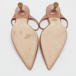 Pre Owned Malone Souliers Light Brown Leather Crystal Embellished Mules Size 39