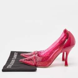 Malone Souliers Pink PVC and Patent Joan Crystal Embellished Pumps Size 40