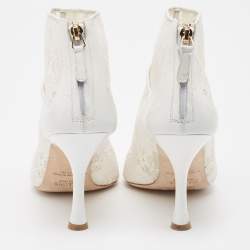 Pre Owned Malone Souliers White Lace and Leather Ankle Boots Size 40