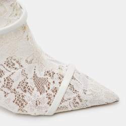 Pre Owned Malone Souliers White Lace and Leather Ankle Boots Size 40