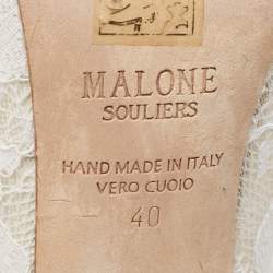 Pre Owned Malone Souliers White Lace and Leather Ankle Boots Size 40
