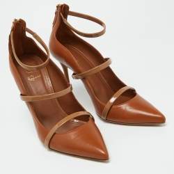 Pre Owned Malone Souliers Tan Leather Robyn Strappy Pumps Size 41