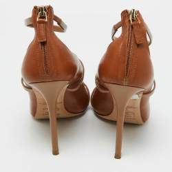 Pre Owned Malone Souliers Tan Leather Robyn Strappy Pumps Size 41