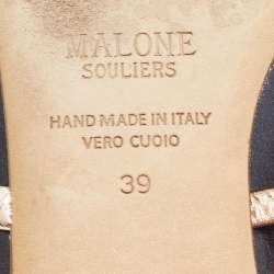 Pre Owned Malone Souliers Navy Blue Leather Maureen Mules Size 39