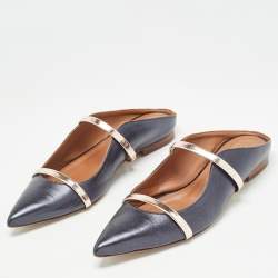 Pre Owned Malone Souliers Navy Blue Leather Maureen Mules Size 39