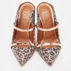 Pre Owned Malone Souliers Multicolor Canvas and Leather Maureen Mules Size 38.5