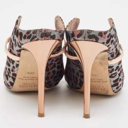 Pre Owned Malone Souliers Multicolor Canvas and Leather Maureen Mules Size 38.5