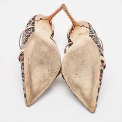 Pre Owned Malone Souliers Multicolor Canvas and Leather Maureen Mules Size 38.5