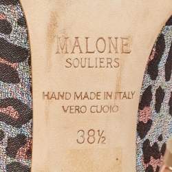 Pre Owned Malone Souliers Multicolor Canvas and Leather Maureen Mules Size 38.5