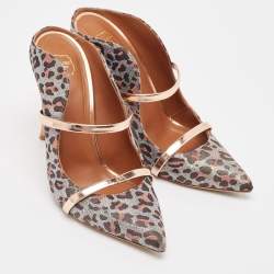 Pre Owned Malone Souliers Multicolor Canvas and Leather Maureen Mules Size 38.5