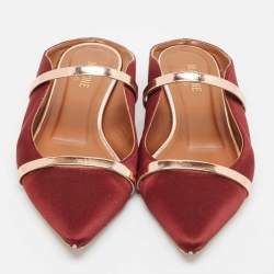Pre Owned Malone Souliers Burgundy Satin Maureen Flat Mules Size 38
