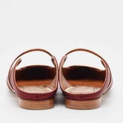 Pre Owned Malone Souliers Burgundy Satin Maureen Flat Mules Size 38
