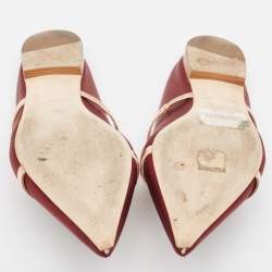 Pre Owned Malone Souliers Burgundy Satin Maureen Flat Mules Size 38