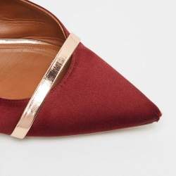 Pre Owned Malone Souliers Burgundy Satin Maureen Flat Mules Size 38